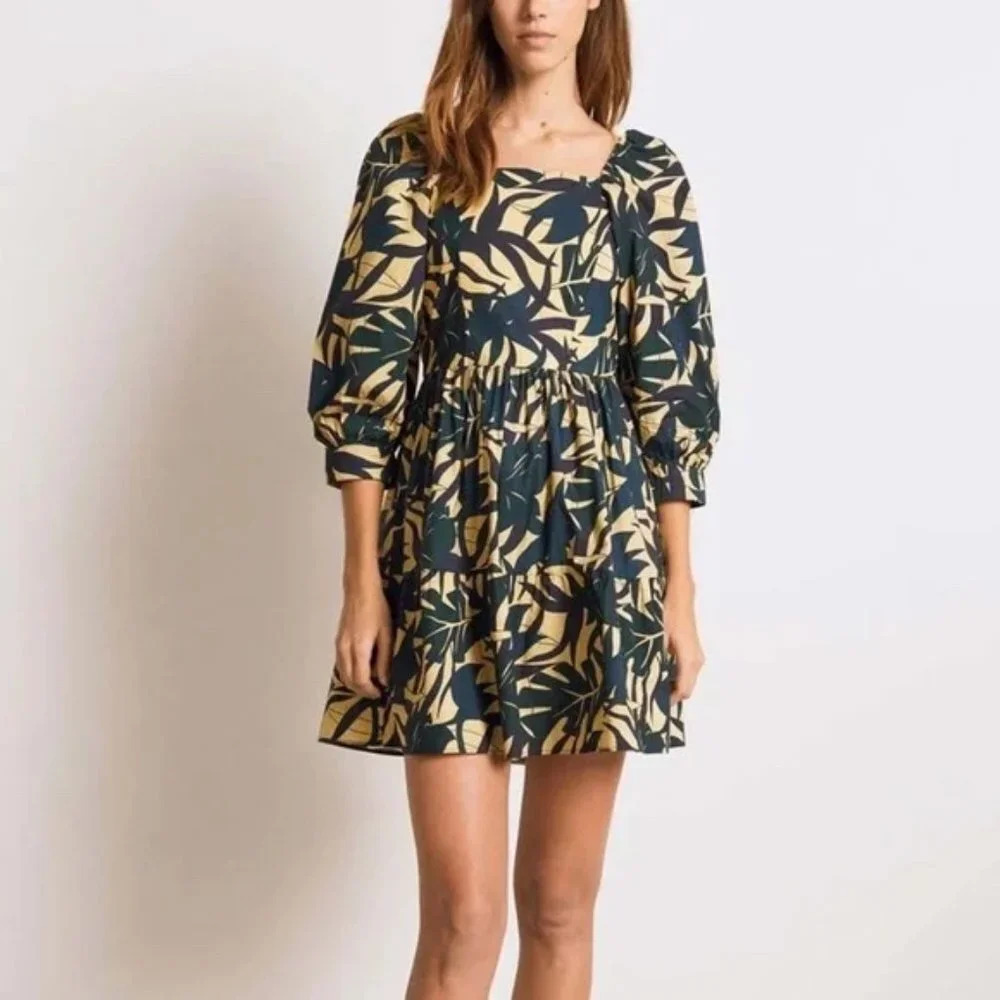 Ba&sh Winny Organic Cotton Printed Short Mini Dress Size Small EUC